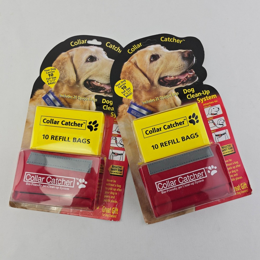 NWT Collar Catcher Bio-Friendly Pet Clean-Up System Red 2 Pack